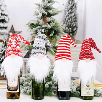 4 Paket İsveç Tomte Dekoratif şarap şişesi Toppers Santa İskandinav Peluş Ev Tatil yemek masası Süslemeleri Parti