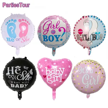 5 ADET 18 inç Cinsiyet Reveal Dekorları Balonlar O Yuvarlak Kalp 2d Helyum Globos Bebek Duş Parti Malzemeleri Erkek Kız Folyo Balonlar