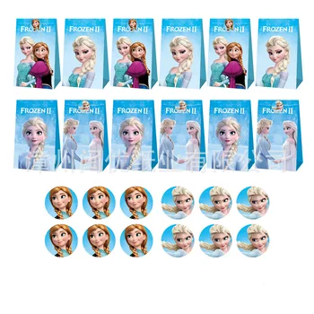 12/36 Adet Disney Dondurulmuş Elsa Anna Tema Hediye Kutuları Çocuk Kız Doğum Günü Partisi Dekorasyon Tek Kullanımlık Şeker Çantası Etiket Malzemeleri