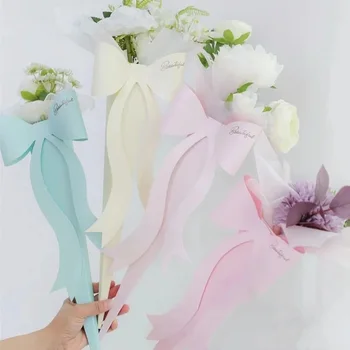 4 adet Tek Gül Ambalaj Çanta İlmek Taşınabilir Çiçek Dükkanı Sarma Koni Şekli Çiçek Ambalaj Çanta sevgililer Günü Hediyeleri