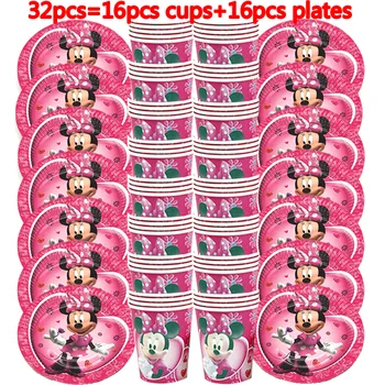 Disney Minnie Mouse Kız Doğum Günü Partisi Malzemeleri Tek Kullanımlık Sofra Seti Bardak Tabak Masa Örtüsü Balonlar Dekorasyon Bebek Duş