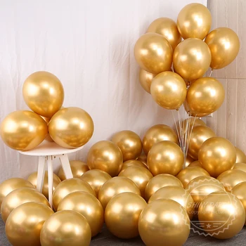 12 inç 10 adet / grup metalik balon altın gümüş mor metal krom lateks balon dekor düğün sevgililer günü doğum günü partisi