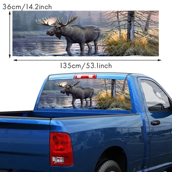 Elk Ren Geyiği Kamyon Jeep Suv Pikap 3D Arka Cam çıkartma Dekor Arka pencere camı Posteri 53. 1X14. 2 İnç
