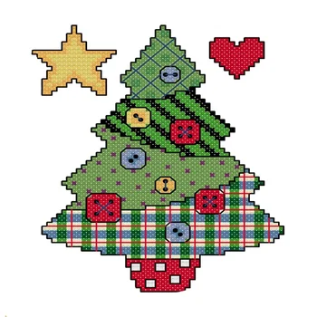 Sevinç Pazar 100 % pamuk ipliği Çapraz dikiş kitleri 11CT 14CT Baskılı Düğme Noel ağacı Çapraz Dikiş Desenleri Nakış Kiti