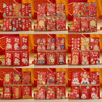 6 Adet Kırmızı Zarflar Sevimli Tavşan Hongbao Ağır Çin Yeni Yılı Kırmızı Zarflar 2023 Çin Kırmızı Paketleri Şanslı Para Hong Bao