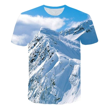 Kaus Grafis Pertarungan dan Sungai Musim Panas untuk Pria Kaus Pola Pemandangan Alam Mode Kaus Cetak 3D Kasual waktu libur