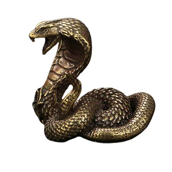 Bahçe Dekor Zanaat Cobra Heykeli Süs Zodyak Yılan Minyatür Figürler Bakır Masaüstü Dekorasyon Çay Pet Dekor Bronz