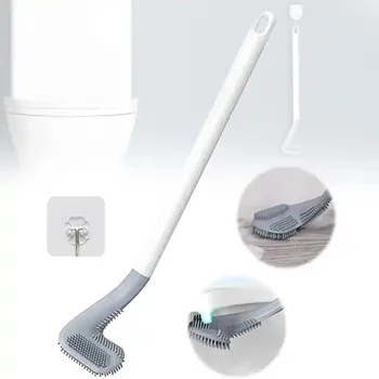 Yeni Silikon Kıl Golf Tuvalet Fırçası Uzun Saplı Banyo Depolama ve Organizasyon Banyo Temizleme Aracı WC Aksesuarları