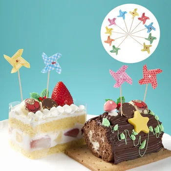 Güzel Mini Fırıldak Cupcake Toppers Seçtikleri Kek Topper Ekle Düğün Bebek Duş Parti Pişirme Süslemeleri (Rastgele Renkler)