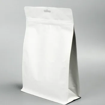 50 adet Beyaz Stand up Kağıt Torba Kahve Çekirdekleri Fındık Gıda Çerez Ambalaj Kilitli Torbalar Beyaz Hediyeler asılan saklama çantası