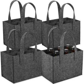 4 Adet şişe çantaları Kalın Keçe 6 Şişe Taşıyıcı Çanta saklama kutusu Çantası Seyahat Kamp Piknik için