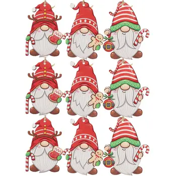 9 adet Ahşap Noel Gnome Noel Ağacı Asılı Kolye Kesikler Dilimleri Yeni Yıl Dekorasyon Navidad Natal Noel