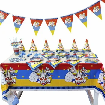 Serviettes de table motif dessin animé Ultraman, 6 pièces/lot, vaisselle de fête britannique, sensation, assiette, tasse, bal