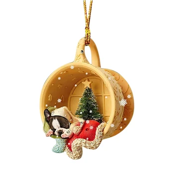 Bahçe Komik Asılı Süsleme Noel İçin Kapalı Dikiz Kupası Desen Sevimli Köpek Yavrusu Kapı Halat İle Açık Uyku Süsler