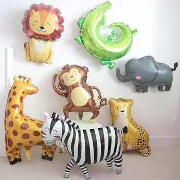 Orman Hayvanları Balonlar Karton Gülen Hayvanlar Alüminyum Folyo Balonlar Doğum Günü Bebek Duş Vahşi Bir Hayvanat Bahçesi Parti Süslemeleri