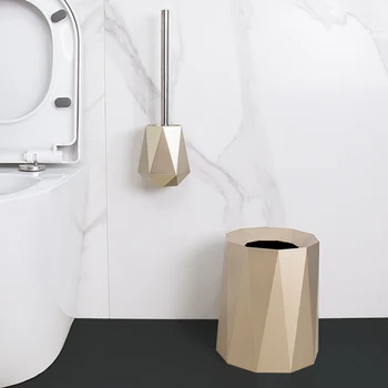 Altın Lüks Plastik Banyo çöp tenekesi İskandinav Duvara Monte veya Zemin Ayakta Tuvalet Fırçası Silikon