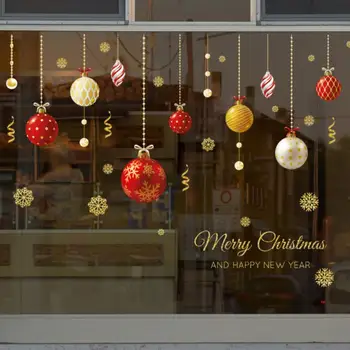 Noel Pencere Çıkartmaları Noel Topu ayna çıkartmaları Duvar Süsleri Merry Christmas Dekorasyon Ayna Sticker Yeni Yıl Çıkartmaları