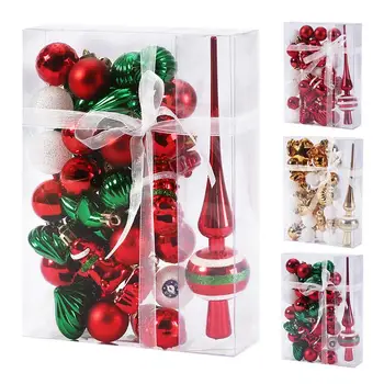 Noel Ağacı Top Süsler Set Glitter Topları Dekor İçin Noel Ağacı Ağacı Kolye Dekoratif Asma Topları 34 pcs Noel