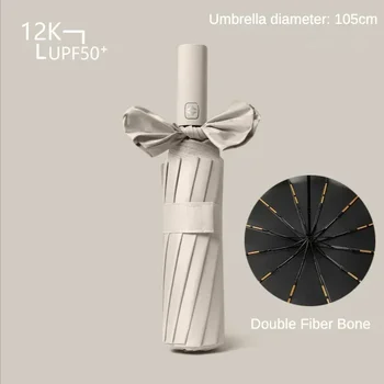 Sunproof Kemik Rüzgar Geçirmez Kadın Takviyeli Stormproof Çift Otomatik Şemsiye Katlanır Tam 12k Şemsiye Erkekler Gölge Güneş