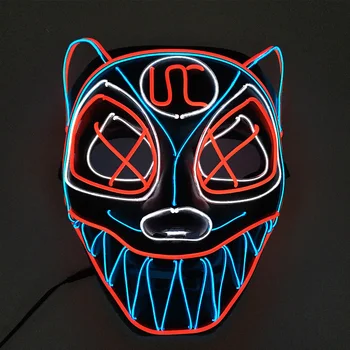 Renkli ışık Led yüz maskesi hayvan Light Up maskeleri cadılar bayramı maskeli parti Cosplay Prop makyaj parti parlayan maske