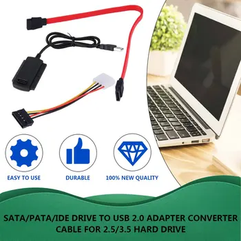 SATA PATA IDE Sürücü USB 2.0 dönüştürücü kablosu Sabit disk HDD 2.5 İnç 3.5 İnç AC Güç Adaptörü, AB Tak