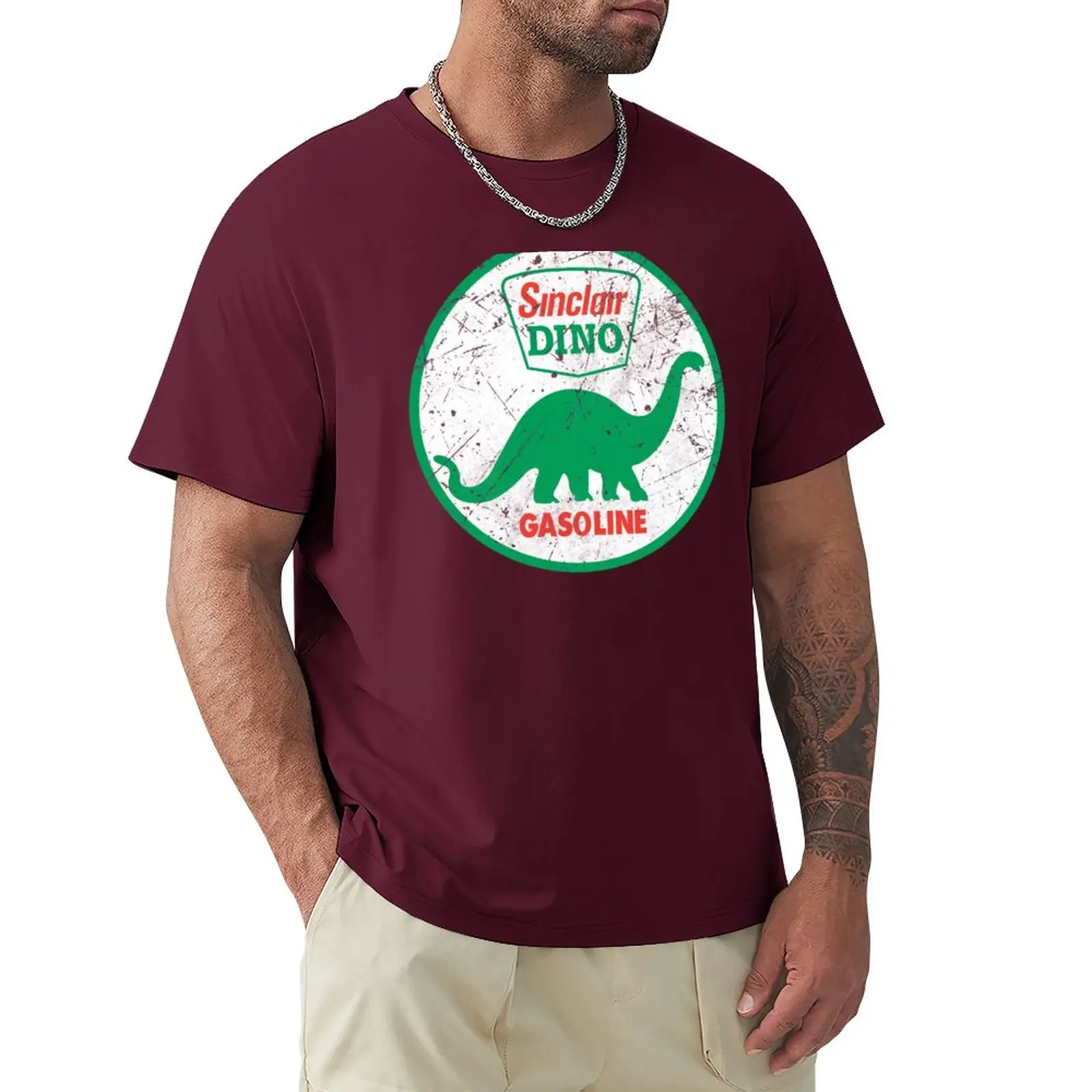 Sinclair Benzinli Dino T-Shirt komik t shirt T-shirt bir erkek kedi gömlek erkek pamuklu t shirt