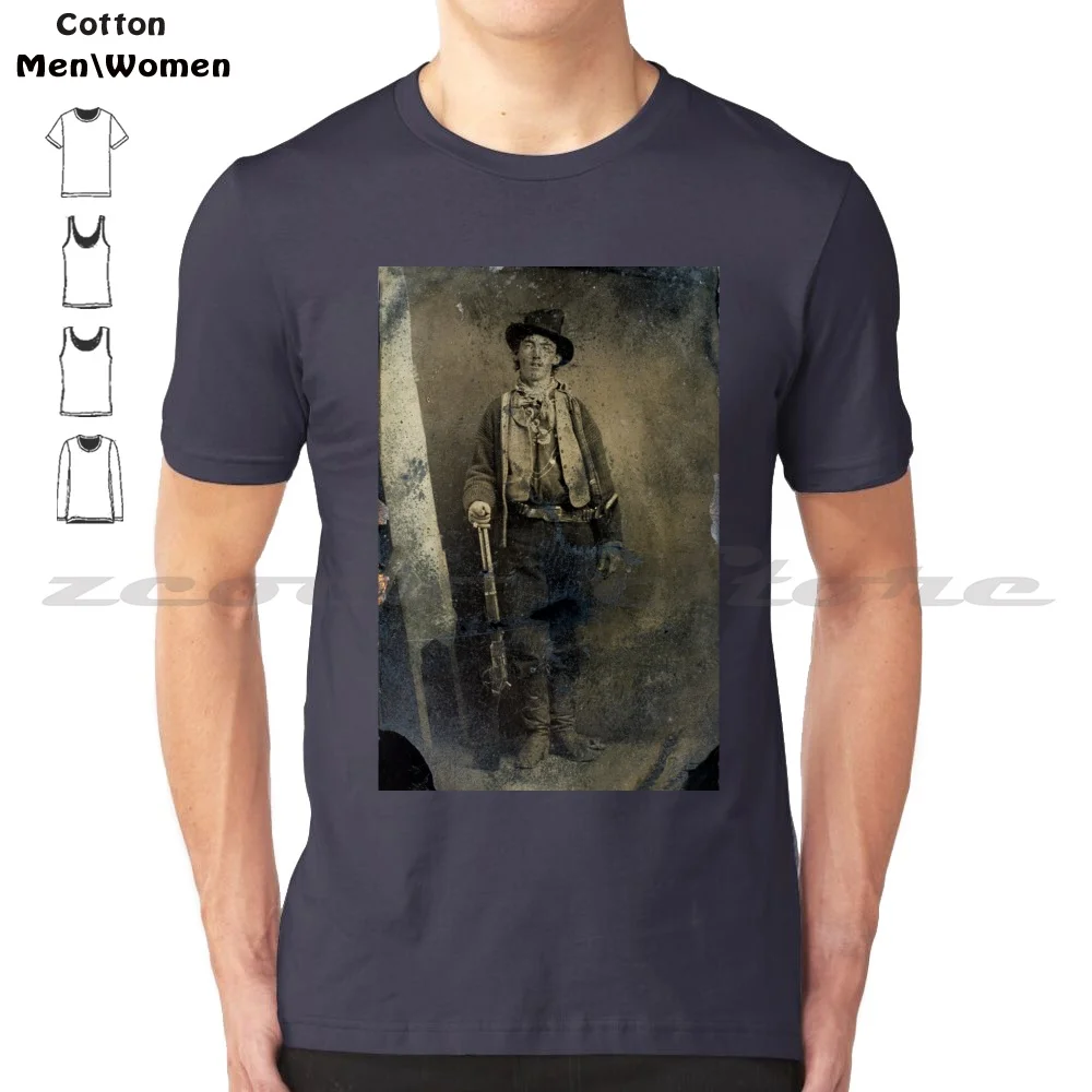 Hayatta Kalan Tek Kimliği Doğrulanmış Portresi Billy Çocuk (1880) T-Shirt %100 % Pamuk Rahat Yüksek Kaliteli Billy Çocuk