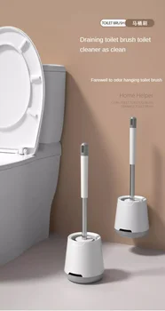 Tuvalet Fırçası Uzun Saplı Yumuşak Kıl Tuvalet Temizleme Fırçası Silikon Hiçbir Ölü Tuvalet fırçası tutucuları Seti Temiz Araçları