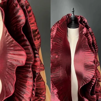 Metalik parlaklık Dalga Pilili Fırfır Dantel Trim 15CM Genişliğinde DIY Sahne Elbise Dekor Şerit düğün elbisesi Dikiş Tasarımcı Kumaş