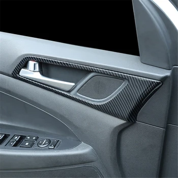 Hyundai Tucson 2015-2017 için 2018 2019 2020 Karbon Fiber İç Kapı kulp kılıfı Trim Koruma Garnitür Sticker Araba Styling