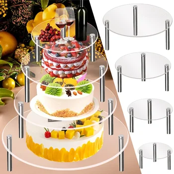 Yuvarlak Kek teşhir standı Cupcake Kulesi Raf Kek destek ara parçası Akrilik Tepsi Düğün Doğum Günü Pastası Dekorasyon Araçları Bakeware
