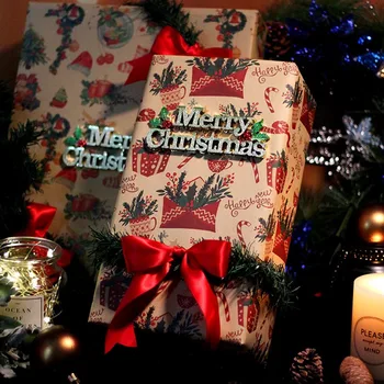 73 * 51cm Noel Kraft Hediye Ambalaj Kağıdı Noel Ambalaj Kağıdı Tatil Hediye Paketi Parti Dekor