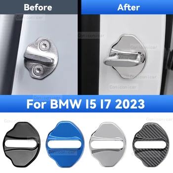Araba Kapı Kilidi Koruyucu Kapak Paslanmaz Çelik BMW İ5 G60 İ7 G70 2023 2024 Koruma Toka Anti-pas Dekorasyon Aksesuarları