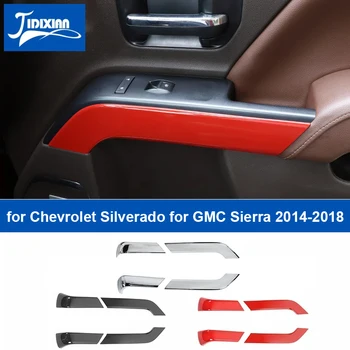 JIDIXIAN Araba Kapı Kolu Pencere Düğmesi panel dekorasyon Kapak Çıkartmaları için Chevrolet Silverado GMC Sierra 2014-2018 Aksesuarları