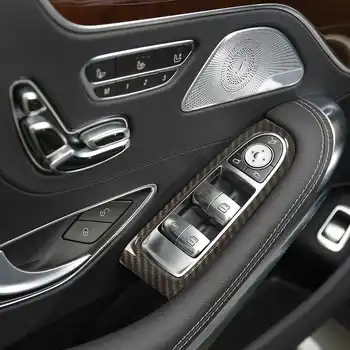 4 Adet Araba Pencere Kaldırma Anahtarı Paneli Kapak Trim Araba İç Dekor için Yedek LHD Benz S Sınıfı W222 C217 A217 2014-2020