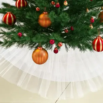 Noel Ağacı Etek Beyaz Gazlı Bez Zarif Dantel Tasarım Korur Zeminler Oluşturur Sıcak Bir Atmosfer Yarı-mekanik Kek Ağacı Elbise