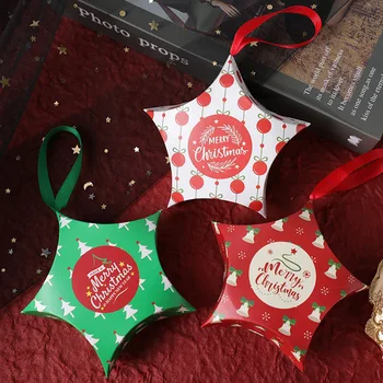 5 adet Noel Şeker Kutusu Yıldız Ambalaj Kağıdı Noel Baba Kardan Adam Noel Ağacı Süsleri Kolye Yeni Yıl Tatlılar Hediyeler Çanta