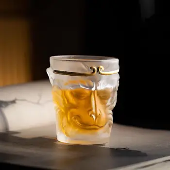 Maymun Kral çay bardağı erkekler için Chinoiserie Çay Fincanı Çin Kung Fu Çay Tadımı Fincan Buzlu Cam Ev İçme Kupa Hediye