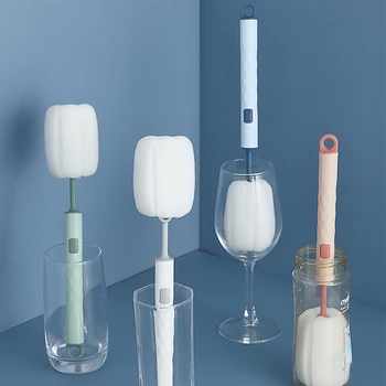 Çıkarılabilir Yumuşak Sünger Fincan Fırça Uzun Saplı şişe fırçası 4 Renk İçecek Bardağı Temizleme Fırçası Ev Mutfak Temizleme Aracı