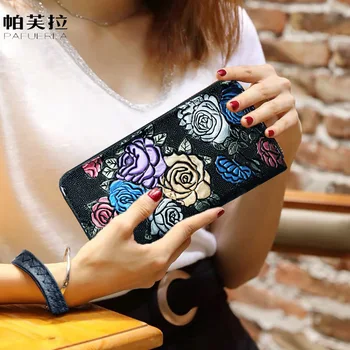 Yeni Moda Kadın Cüzdan Uzun Tarzı Çok fonksiyonlu cüzdan Retro PU deri Kadın Debriyaj kart tutucu