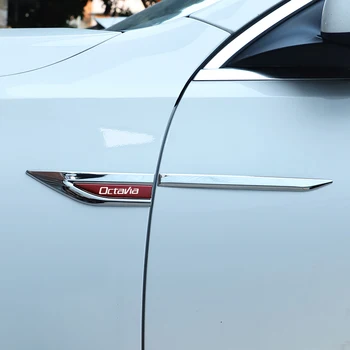2 adet/takım Araba Çamurluk Paslanmaz Çelik Etiket Çıkartmaları Araba Modeli Amblemi Dış Dekorasyon Aksesuarları Skoda Octavia Virs RS IV