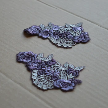 10 Adet Size11 * 8 cm Mor Karışık Çiçek Gipür Aplike Işlemeli Dikmek-On Dantel Yama DIY Coaster Düğün Dekorasyon Güzel