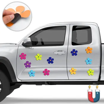 24 adet Manyetik Karikatür Ayçiçeği Araba Manyetik Çıkartması Buzdolabı Sticker PVC Kendinden emişli Yumuşak Manyetik Araba Dekoratif Sticker