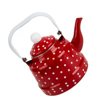 Emaye su ısıtıcısı kırmızı Polka Dot dayanıklı ısıtma su ısıtıcısı güzel emaye çaydanlık mutfak demlik Metal çay su ısıtıcısı ev için
