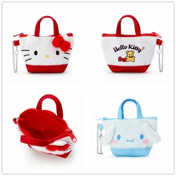 Kawaii Hello Kitty Kadın bozuk para cüzdanı Karikatür Cinnamoroll Fermuar Anahtarlıklar saklama çantası Mini Kılıfı Çanta Kulaklık Çantası Cüzdan Çanta