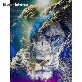 EverShine 5D Elmas Mozaik Aslan Hayvanlar Çapraz Dikiş Seti Elmas Boyama Fantezi Nakış Toprak Yeni Gelenler Dekor Ev İçin