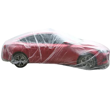 Kalınlaşmış Tek Kullanımlık Araba Giyim PE Film Malzemesi araba kılıfı Elastik Kordon ile Toz Geçirmez Yağmur Güneş Koruma Araba Aksesuarları