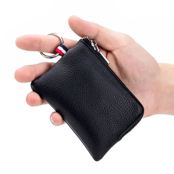 Deri bozuk para cüzdanı Mini Ultra ince Küçük Cüzdan Yumuşak İnek Derisi Deri Fermuarlı Bozuk Para Çantası Ehliyet anahtar çantası kart tutucu