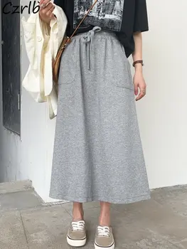 Etekler Kadın Sportif Streetwear L-4XL Minimalist Harajuku Yüksek Bel Yaz Gevşek Kore Tarzı Kadın A-line Tüm Maç Zarif