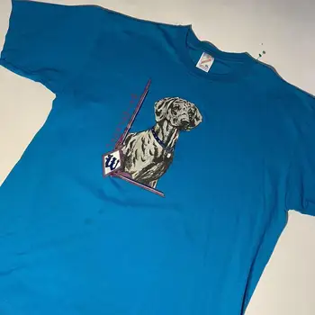Vintage 90'lı Weimaraner Köpek T-shirt erkek XL Mavi Jerzees Karikatür ABD Yapımı Mor